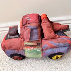 Disney Pixar Cars Mater Soft Plush Tow Truck 2011 NOT Working Nothing Inside approx. 28 cm. long Used Please see photos