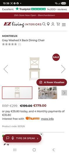 2 x Dining chairs EZ Living dining chairs Bentley Designs Montreux leather seat 20e  for one chair