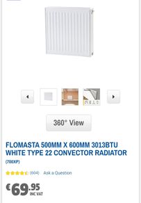 Flomasta 500mm x 600mm 3013BTU White Type 22 Convector Radiator