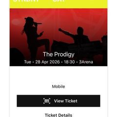 'The Prodigy' e-ticket for 28/4 @3arena
