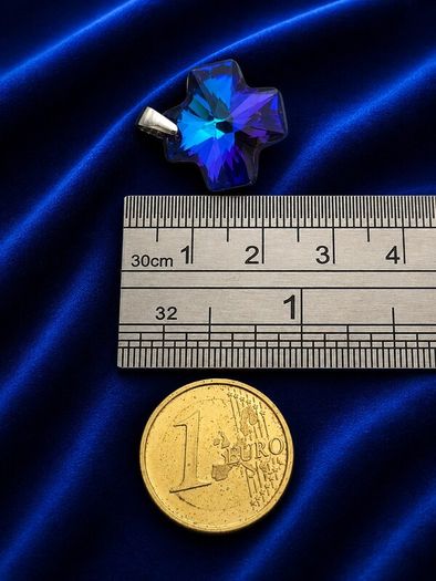 Vintage 925 Sterling Silver Blue Aurora Borelis Cross Pendant