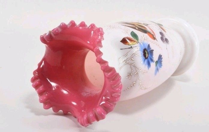 Antique handmade opaline glass vase