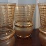 Fabulous Set of Four Vintage Retro Mid-Century-Modern Tumblers with Gilt Banding and a Lovely Unusual Shape, Unknown Maker but Likely from Bohemia or Czechoslovakia Image 6
