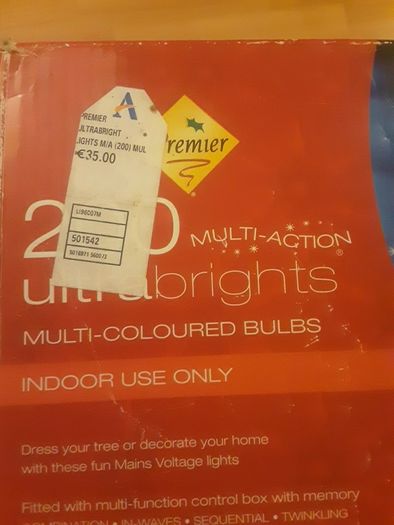 Christmas Lights .. 200 Multicolor Ultra Bright Bulb Lights .. Indoor Use Only .. Heavily Reduced  .. No Offers .. Now at Half of Half Price