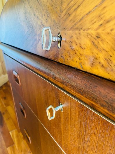 Swedish Egon Ostergaard Roll top teak bureau mid Century