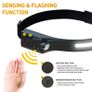 LED Sensor Headlamp USB Rechargeable Headlight Powerful Headlamp Waterproof Head Flashlight 6 Lighting Modes COB Work Light Fishing Hiking Cycling  Night Running Camping Image 4