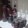 Stunning 15-Piece Vintage Ruby Red Cut-to-Clear Crystal Glassware Set - Bohemian / Egermann Style Image 2
