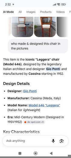 Rare Gio Ponti Leggera Chair (Model 646) for Cassina . Mid-Century Italian Design Icon