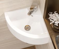 Bathroom Corner Basin Sink - Geworzi Cloakroom Basin, Corner Wall Hung Sink Hand Wash Basin, White Ceramic Bathroom Sinks Small Washbasin Modern Design for Cloakroom/WC/Toilet - 460x330x127