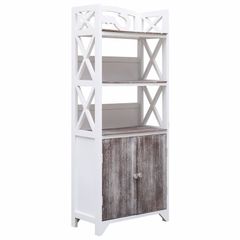 Bathroom Cabinet White and Brown 46x24x116 cm Paulownia Wood