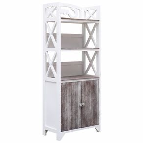 Bathroom Cabinet White and Brown 46x24x116 cm Paulownia Wood