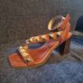 River Island - Heeled Sandals (wide fit) Brown and Gold / size 5 Image 2