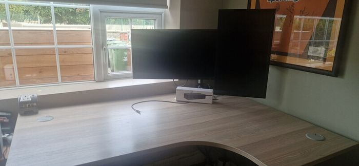 Complete Premium WFH Workstation (Electric Sit-Stand Desk, Dual Screens, Microsoft Dock & Chair)