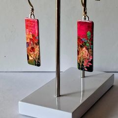 Artisan Hand Painted Floral Long Drop Earrings