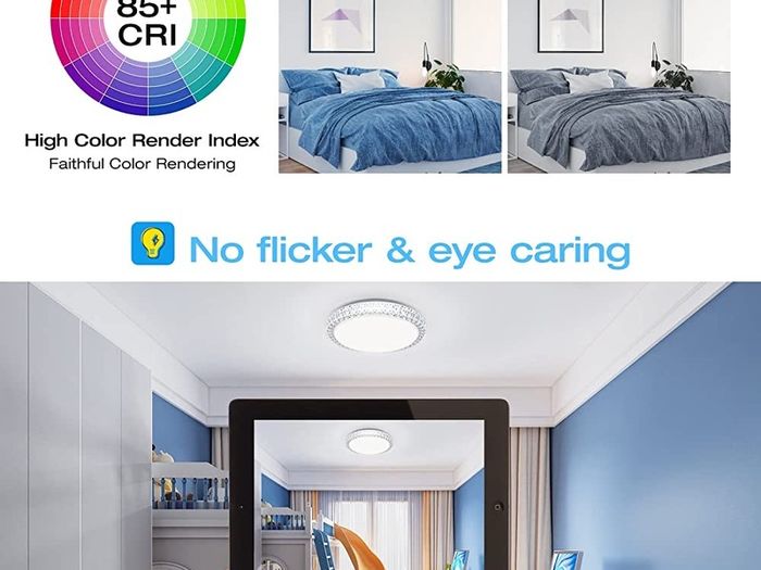 LED Ceiling Light, Dimmable 3000K- 6500K Round Ceiling Lights, 40W 4200LM Remote Control Ceiling Lamp, Memory & Timing Function, Night Light Mode, for Indoor Living Room, Bedroom (FREE POSTAGE)