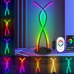 LED Bedside Table lamp, Modern Bedside Light Desk Nightstand Lamp RGBIC Color Changing Dimmable with Remote Music Sync Bluetooth APP Control Night Light for Home Living Bedroom Office Decor