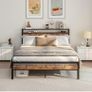 King Size Bed Frame with Storage Wooden Headboard Image 10