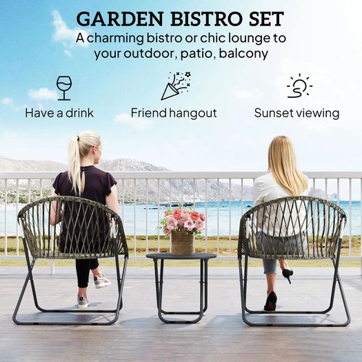 Patio Bistro Set Folding Patio Furniture Set with 2 Chairs and Table