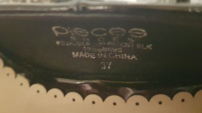 PIECES Black Patent Heels - Size 4