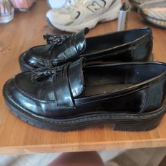 Black leather Schuh shoe uk8