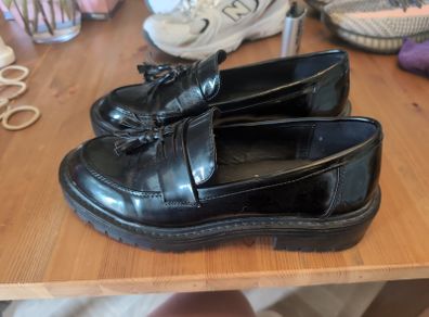 Black leather Schuh shoe uk8