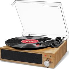 FREE EXPRESS SHIPPING Vinyl Record Player with Speakers Vintage Turntable for Vinyl Records, Belt-Drive 3-Speed 33/45/78 RPM LP Vinyl Player, Supports Headphone Jack, AUX IN, RCA Output