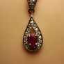 Sterling Silver Petite Natural Ruby and Zircon Drop Pendant and Chain Image 10