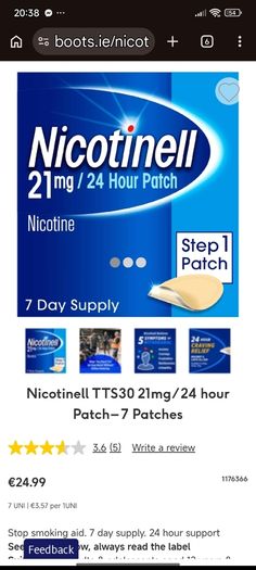 4 BOXES OF Nicotinell 21mg 7 day supply patches