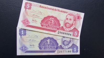 Nicaragua 1991.Two Uncirculated Banknotes.