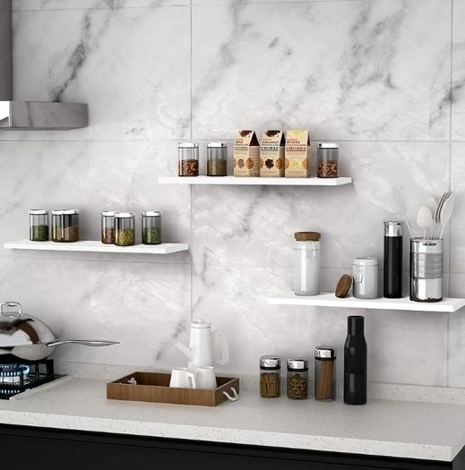 3PCS Floating Shelves,White Shelves for Wall,40cm Floating Shelf  Shelves Screw Mounted,Bookshelf Wall Shelves for Living Room Display,Bedroom,Office,Kitchen Storage