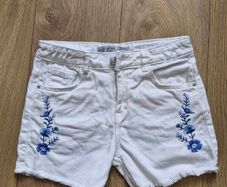 Next Embroidered White Denim Shorts