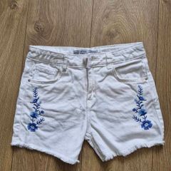 Next Embroidered White Denim Shorts