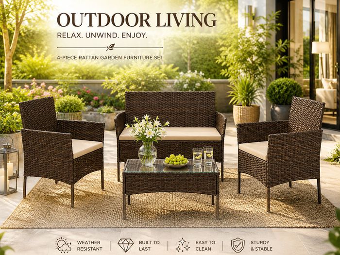 Balcony Garden Furniture Set PE Polyrattan Lounge Set Patio Furniture
