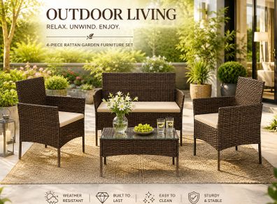Balcony Garden Furniture Set PE Polyrattan Lounge Set Patio Furniture