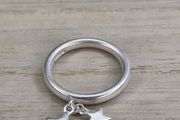 John Rocha Solid Sterling Silver Dangle Star Charm Ring 925 Size M / UK M