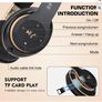 6S Wireless Headphones Over Ear,[40 Hrs Playtime] Hi-Fi Stereo Foldable Wireless Stereo Headsets with Built-in Mic,Volume Control, FM (Black & Gold) Image 5