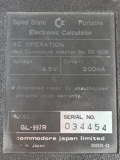 Vintage Commodore Gl-997r Electronic Calculator Untested For Parts Repair Collector