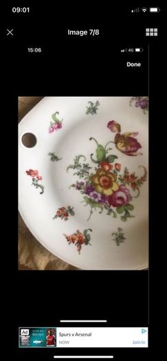 Antique Hand Painted Meissen Plate Set