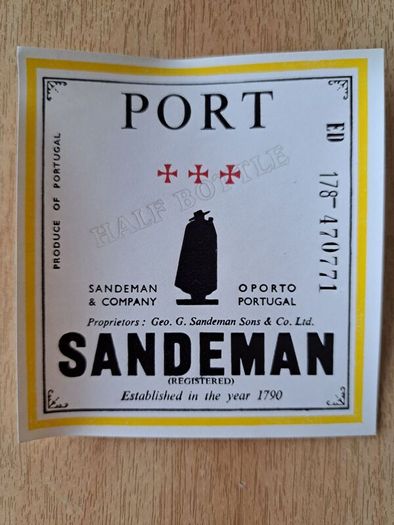 Vintage Sandeman Port half bottle label