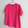 Pre Owned Bright Pink Swiss Dot V-Neck Short Sleeve Blouse Image 3