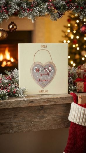 "Have Yourself A Merry Little Christmas" Santa Heart Plaque
