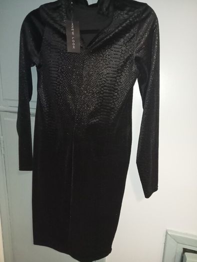 ladies black velvet midi dress new size 10 new look