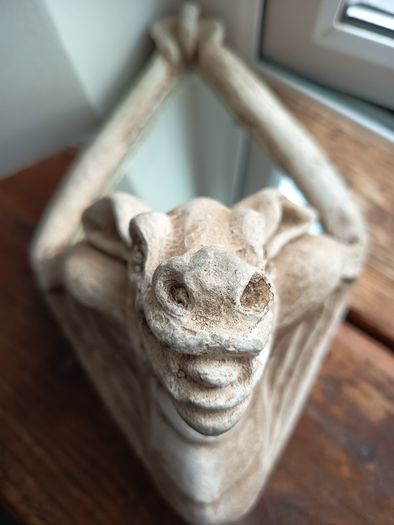 Gothic-style Gargoyle wall decor diamond-shaped mirror framed