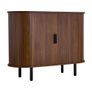 Coffee Bar Cabinet, Mid Century Fluted Coffee Bar Table, Buffet Stand Cabinet with 2 Sliding Doors, Sideboard Buffet Station for Living Room, Entryway, Kitchen, 100 x 40 x 75 cm, Walnut Image 8