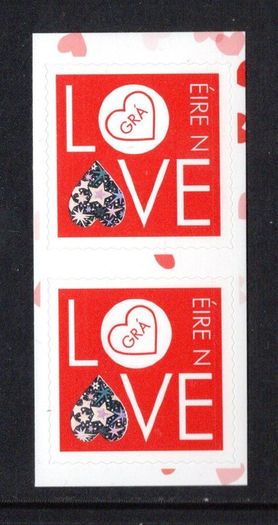 2021 Ireland Pair Love (ex booklet) self-adhesive Commemorative Stamp Mint Never Hinged (MNH)