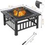 Outdoor Fire Pits BBQ Square Metal Firepit Table Backyard Patio Bonfire Garden, 81x81x36.5cm Image 2