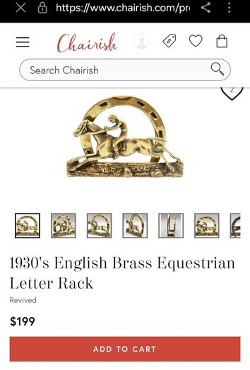 Vintage brass equestrian letter holder