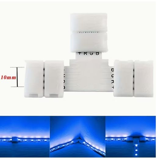 25pcs 2Pin/4 Pin LED Light Strip Connectors Set Including Screw Clips, 8Mm/10Mm 4 Pin LED Connectors, Cuttable T, L Shape PCB Board for SMD 5050 RGB Strip Lights Gapless Connector