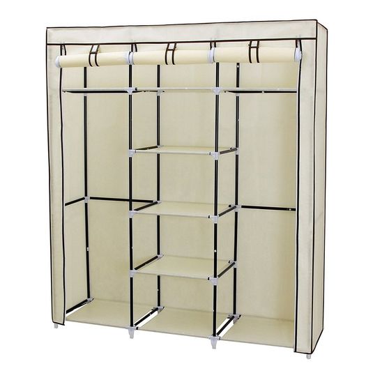 Canvas Wardrobe Cupboard Clothes Hanging Rail FREE DELIVERY NATIONWIDE