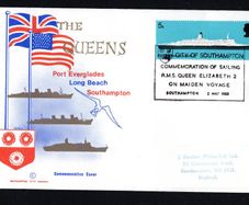 1969 Great Britain Cover Commemorating Sailing of RMS Queen Elizabeth 2 on Maidan Voyage on Illustrated Cover